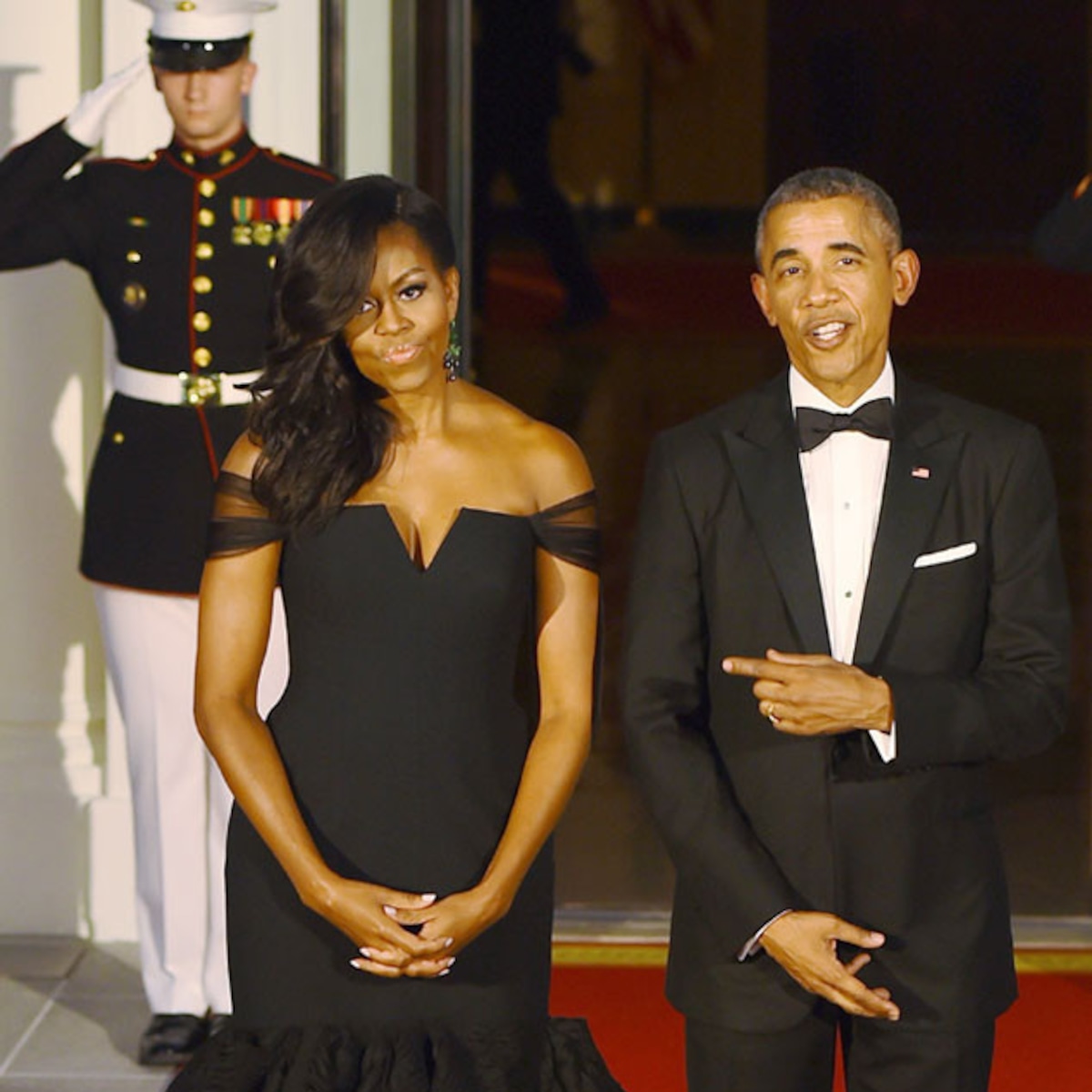 Michelle Obama Wears Black Vera Wang Dress At White House Dinner E Online Uk